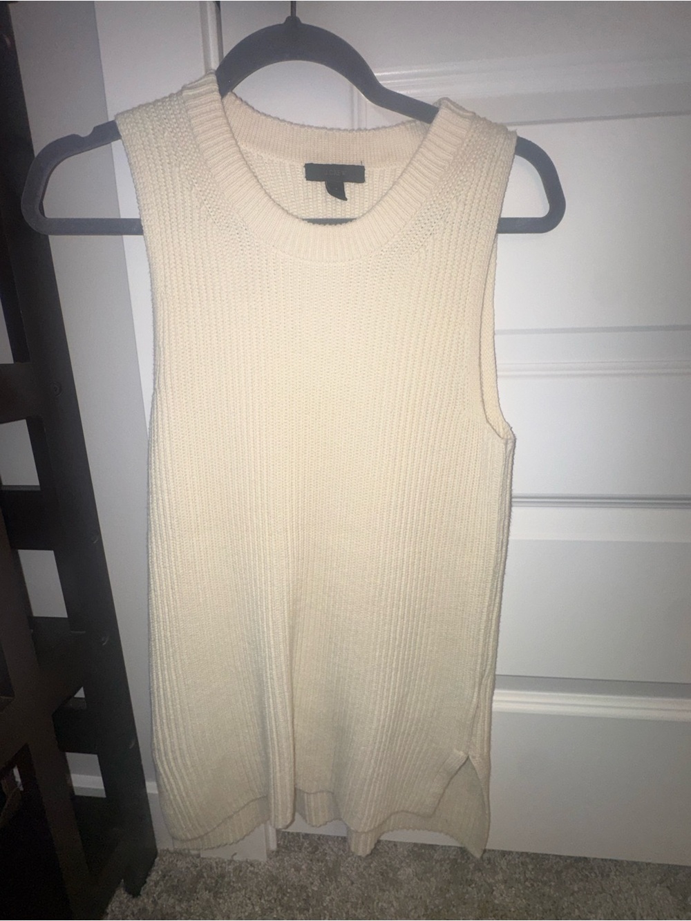 J. Crew Cream Sleeveless Crewneck Knit Sweater